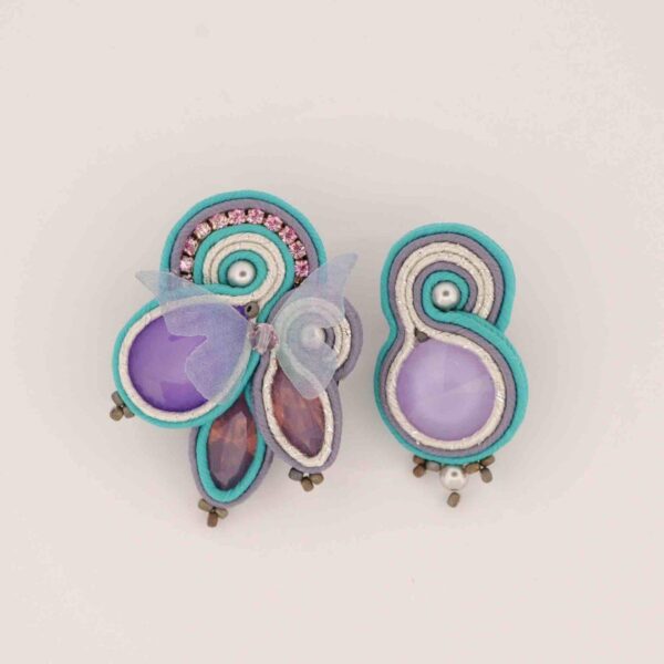 Pendientes Penelope morado y turquesa de Irene Garcia Designer