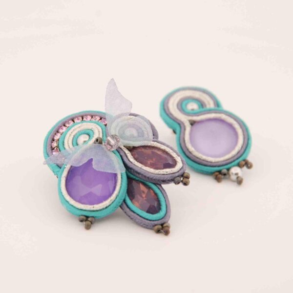 Pendientes Penelope morado y turquesa2 de Irene Garcia Designer