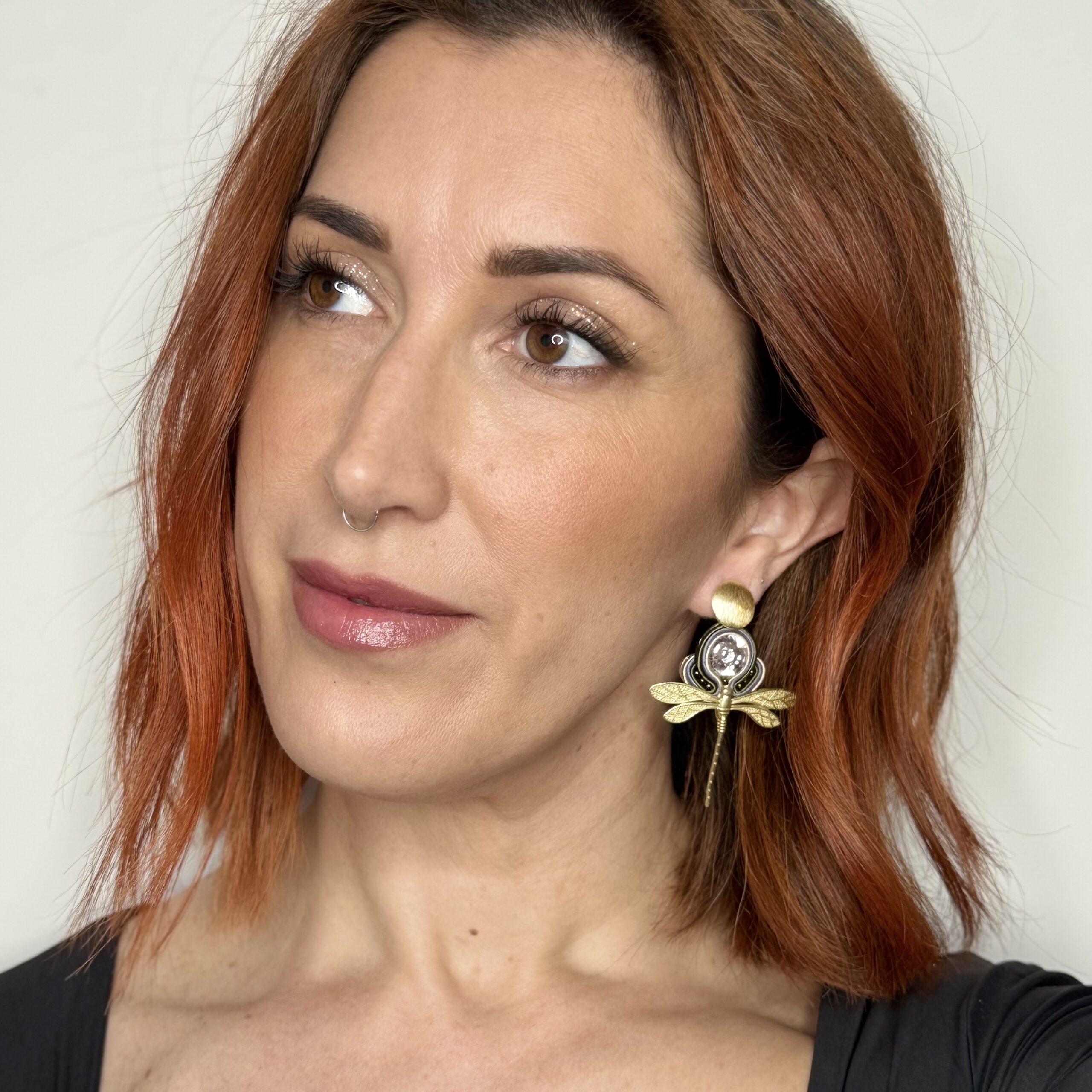 Pendientes Libélula caqui y lavanda